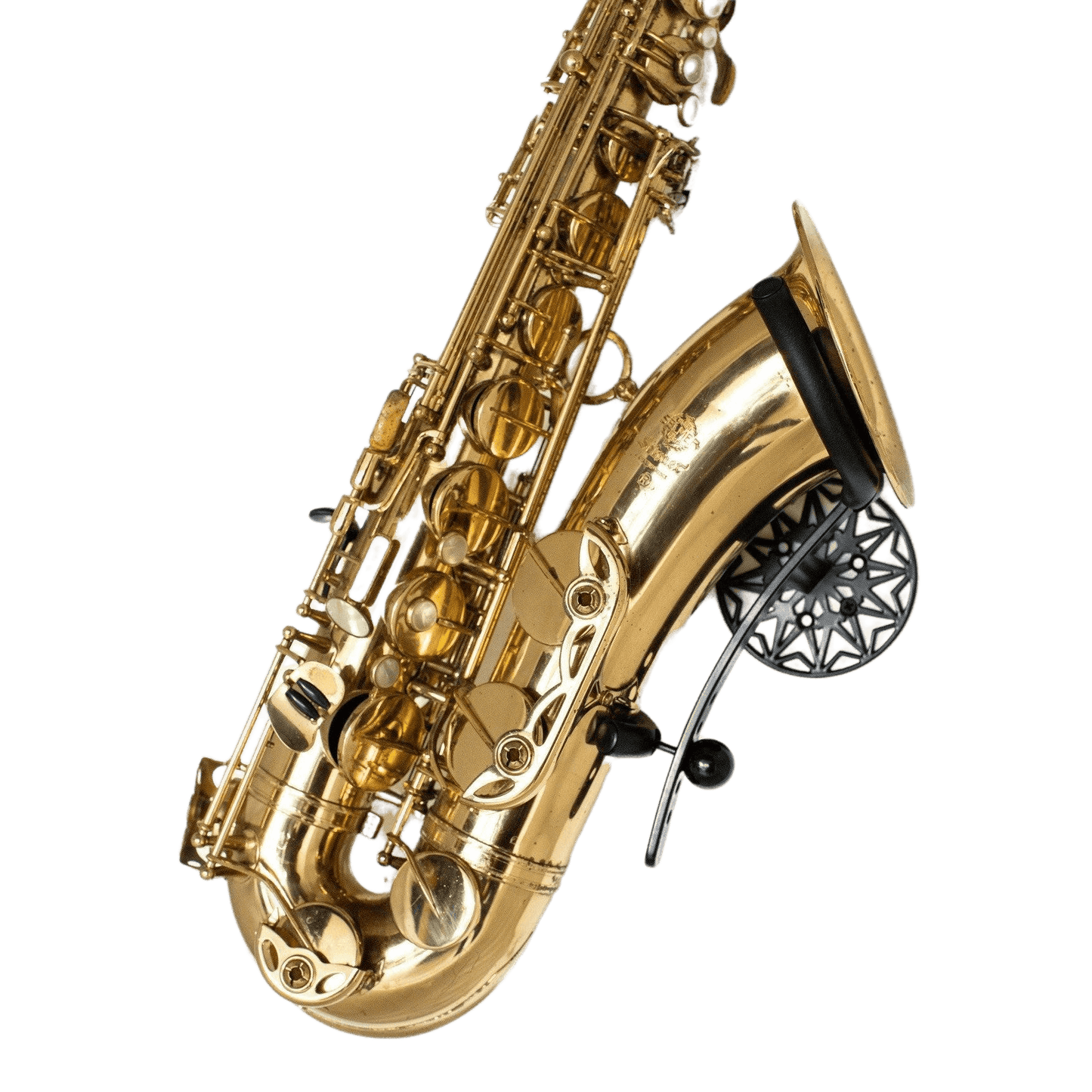 gold finished selmer tenor saxophone in wal-mounted stand Samba by Locoparasaxo